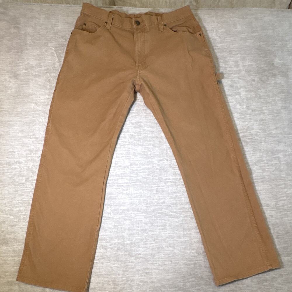 Dickies Men's Brown Canvas Work Pants 34x32 Cotton/Elastane Construction